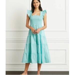 HILL HOUSE HOME Ellie Nap Dress Poplin Midi Limited Edition Bay Blue S